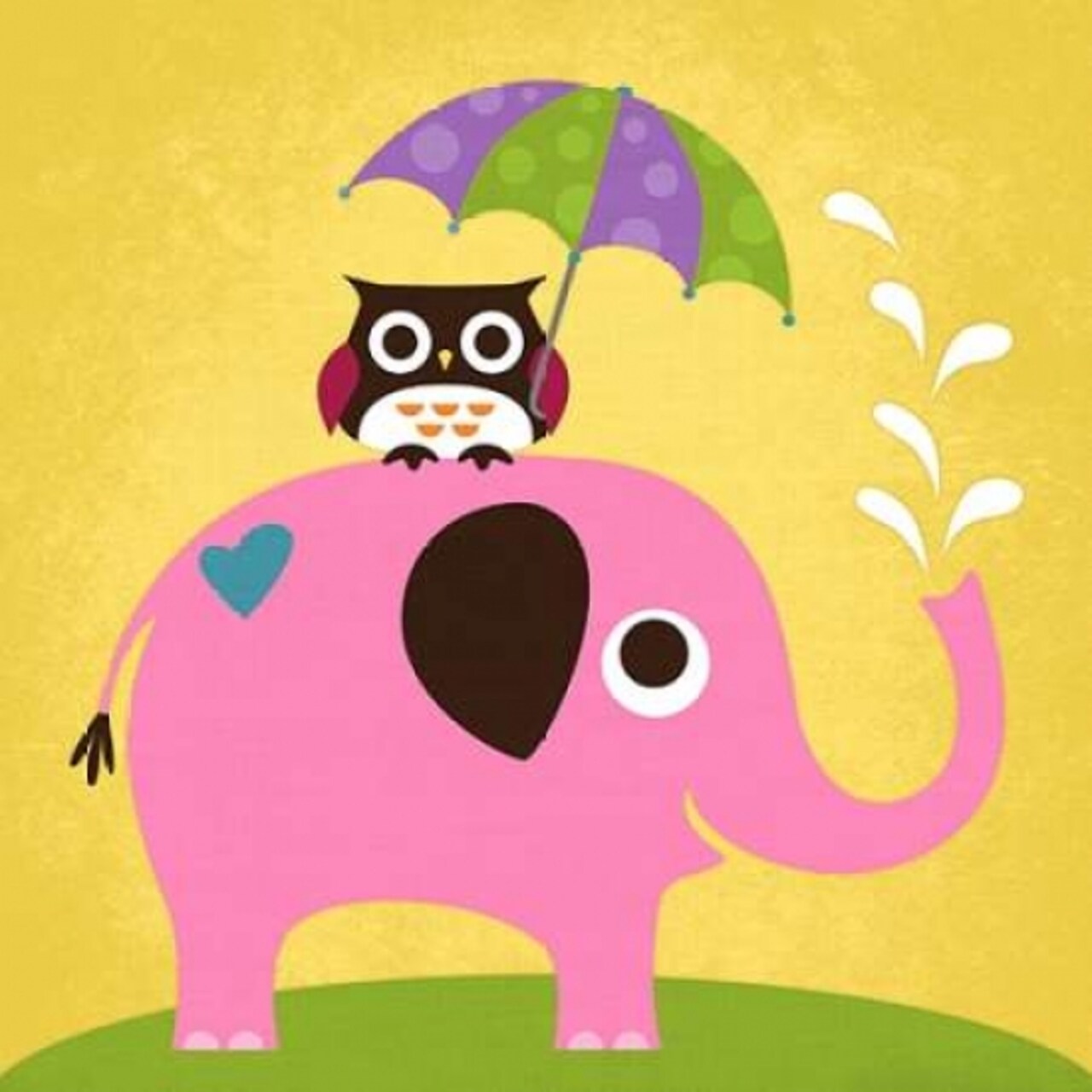 Elephant and Owl with Umbrella Poster Print by Nancy Lee - Item # VARPDXL619D